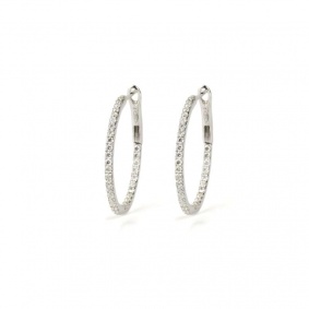 18k White Gold Diamond Hoop Earrings 0.84ct Total